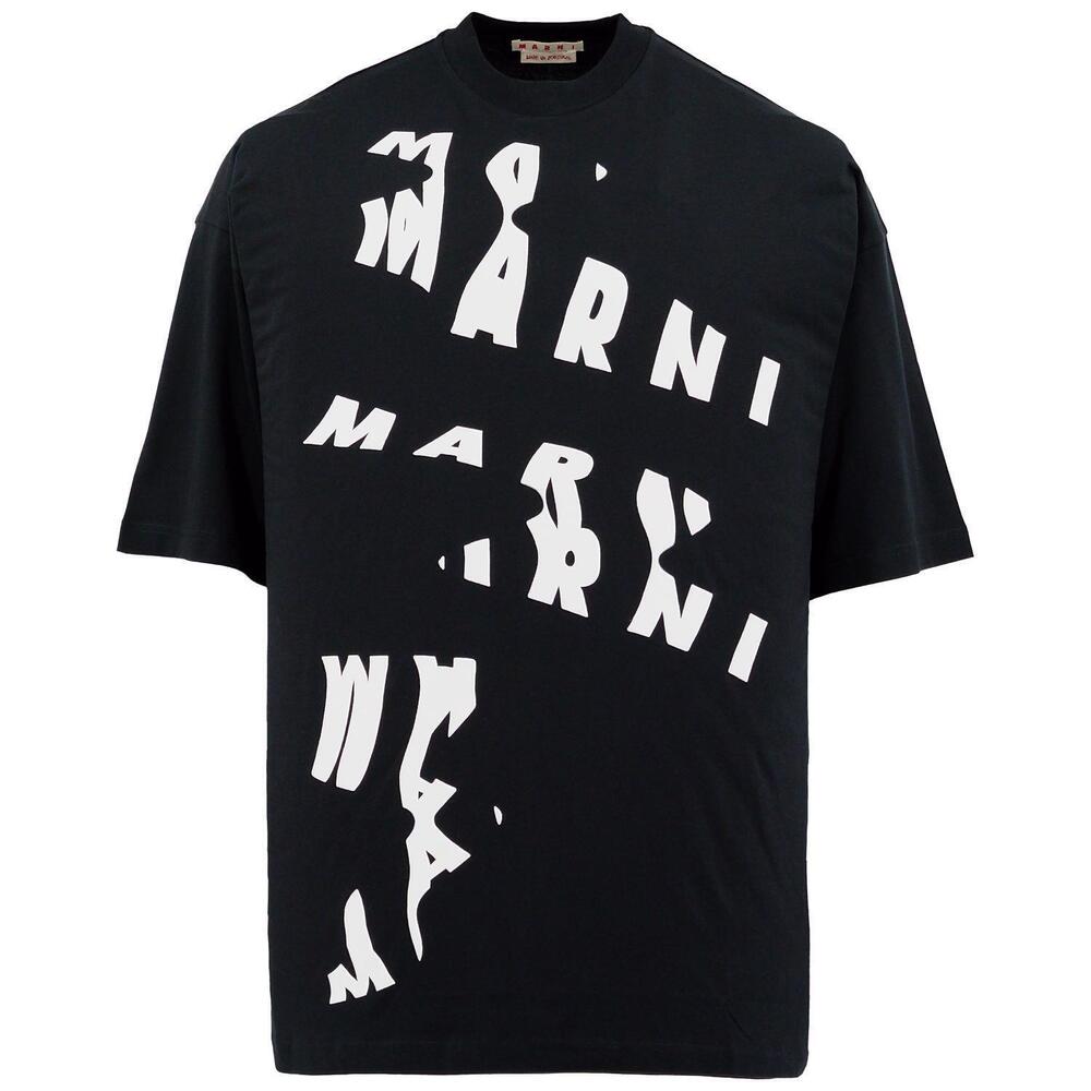 NEW MARNI men's scanned logo t-shirt in black